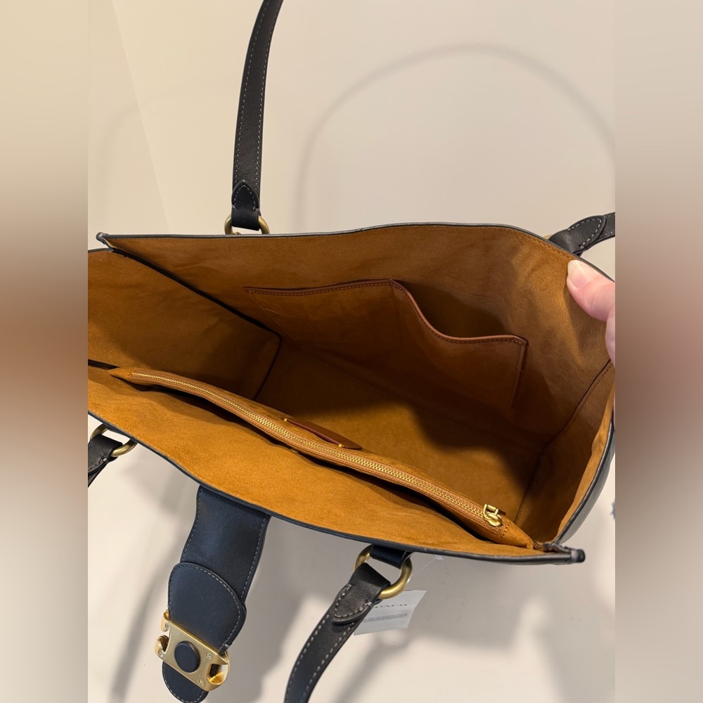 NWT Coach Theo Black Leather Tote Bag - Picture 11 of 16